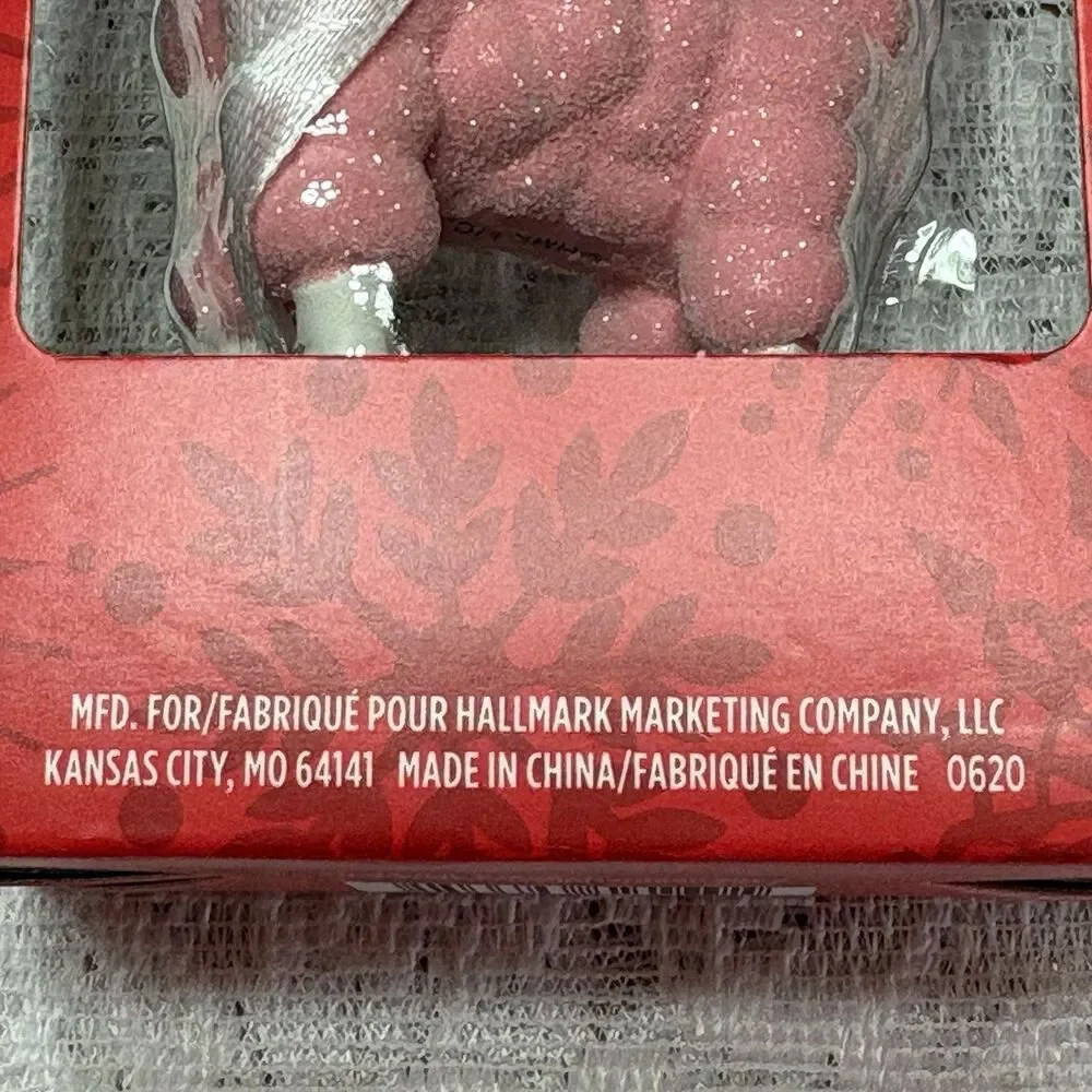 Hallmark Pink Sparkly Llama Christmas Ornament‎ NIB Red Box 3”